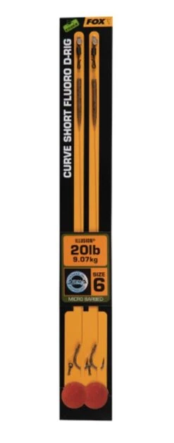 Fox Curve Short Fluoro D-Rig Rigs 2pcs -Fox Winkel Fox Curve Short Fluoro D Rig Rigs maat 6 CCR185