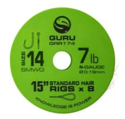 Guru Standard Hair Rigs 15" 8pcs -Fox Winkel Guru Standard Rig Haak 14 019mm GRR174