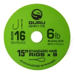 Guru Standard Hair Rigs 15" 8pcs -Fox Winkel Guru Standard Rig Haak 16 017mm GRR176