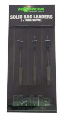 Korda Solid Bag Leaders 3x Ring Swivel Weed/Silt 1ft