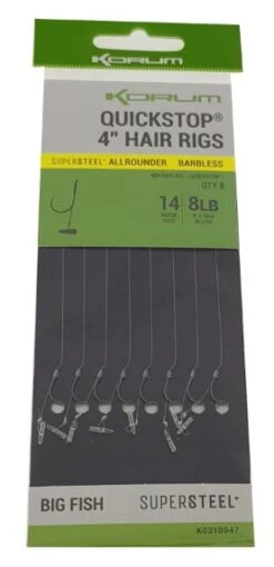 Korum 4 Inch Big Fish Hair Rigs With Quickstop -Fox Winkel Korum 4 inch Big Fish Hair Rigs with quickstop Haak 14 K0310047