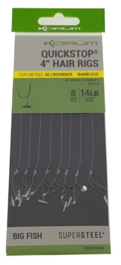 Korum 4 Inch Big Fish Hair Rigs With Quickstop